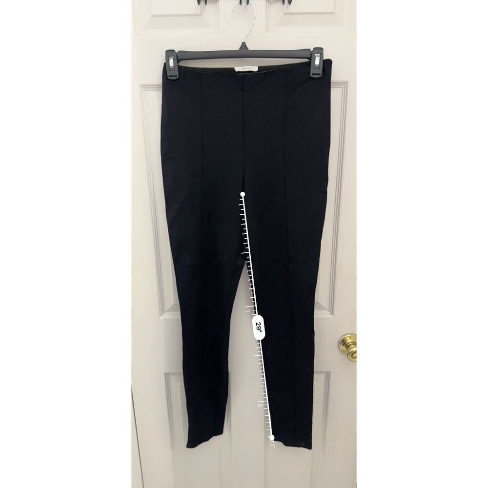 The Row Ribbed Pants Size Large Black Front Seam Skinny Slim Classic - Picture 9 of 9
